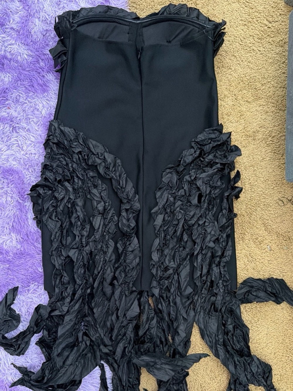 Fashion Nova Black Strapless bandage Ruffle High-Low Dress - Picture 3 of 4